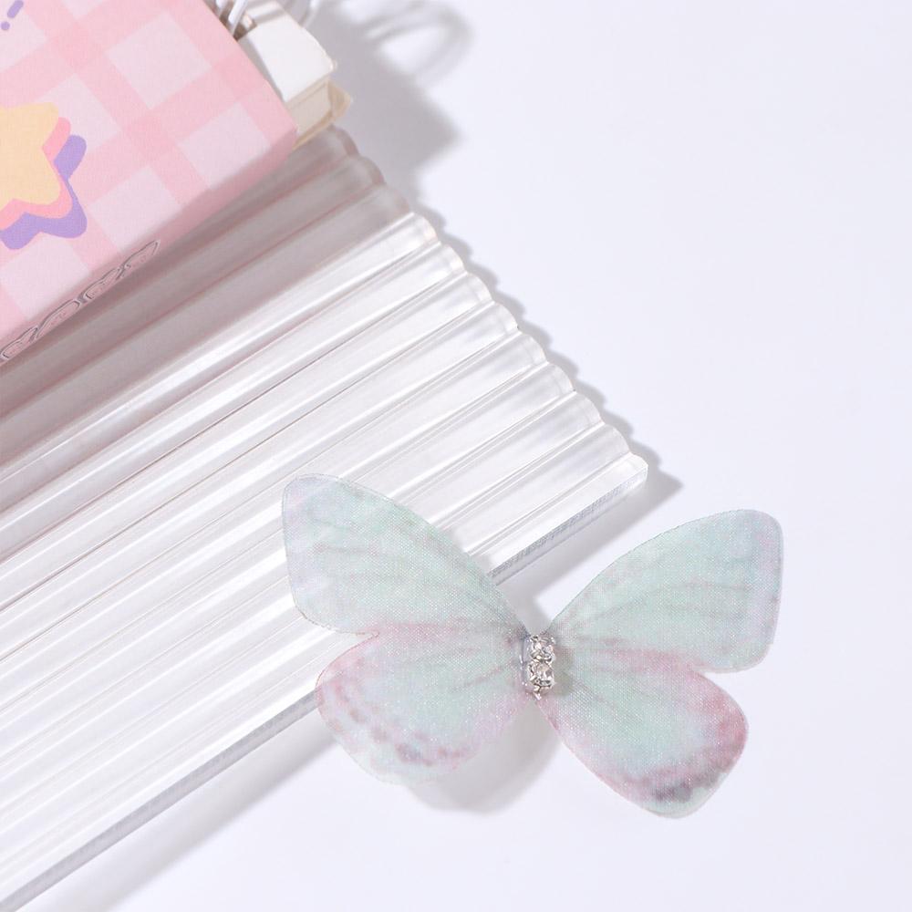 20PCS 3D Gauze Butterfly Applique Rhinestone Cloth Applique Mesh Butterfly Patches  Handicraft