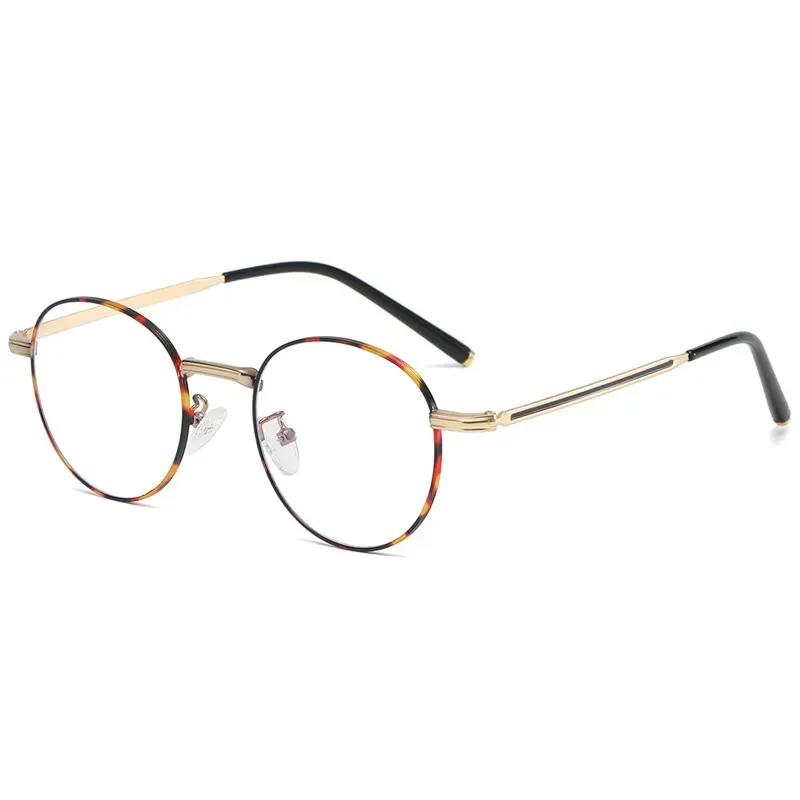 Metal Frame Glasses Round Anti Blue Light Eyewear Women Men Classic Trend Transparent Computer Reading Eyeglasses for Unisex