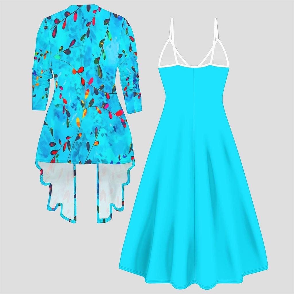 3D Printed Set Dress Coat , Single Color, Diverse Shapes Fashion Print,suitable for Various Scene Fashion Styles