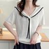 Navava Ice Cool Scarf Collar Neck ShorT Sleeve KniT T shirT Nk3077
