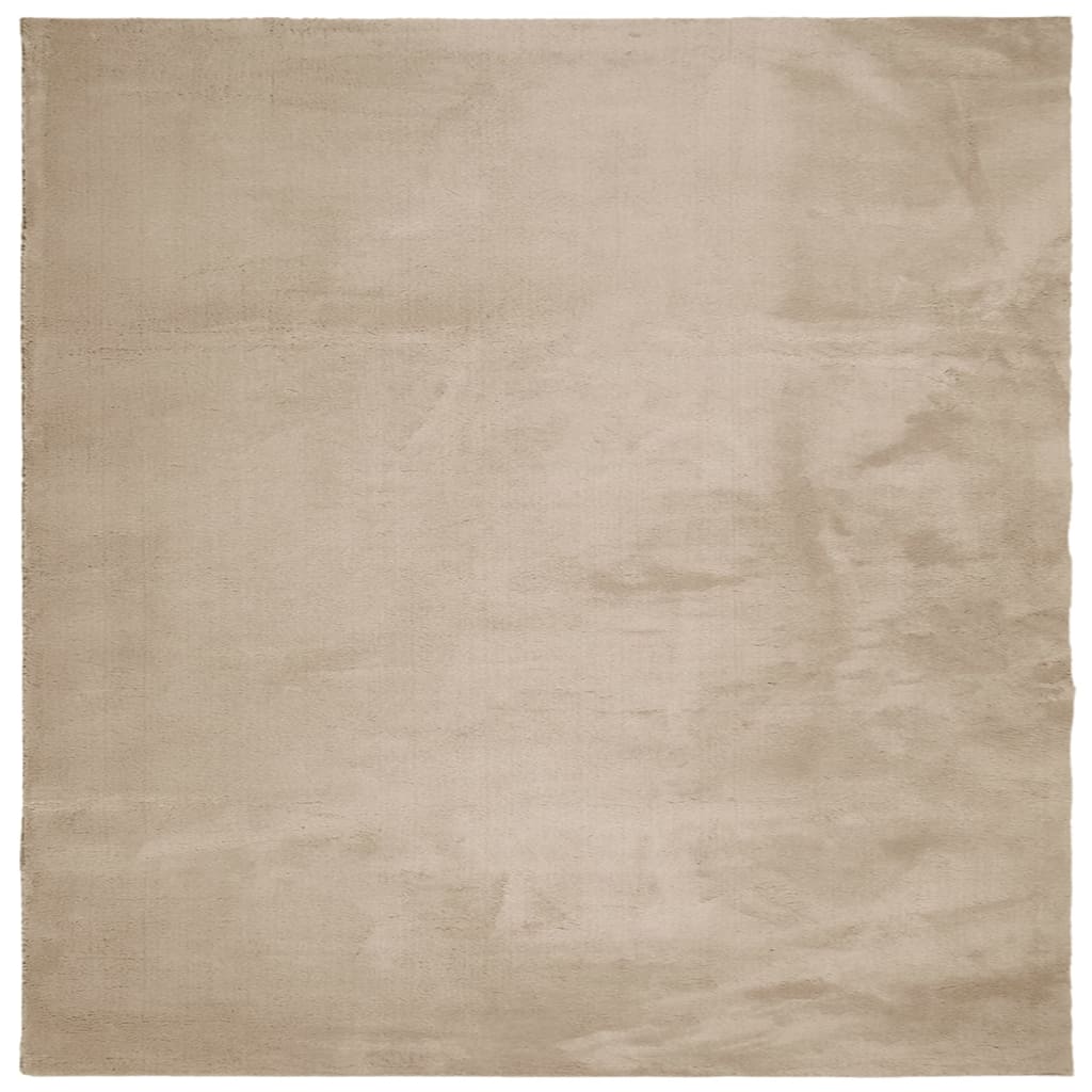 HUARTE Short Pile Rug Soft and Washable Sand Color 120x120cm