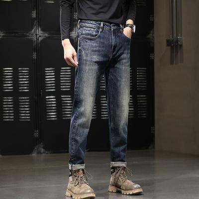 Elastic Jeans Men's American Classic Retro New Loose Straight Trendy Pants Men's Casual Denim Trousers Men