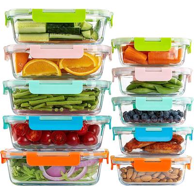 Behälter für die Zubereitung von Mahlzeiten aus Glas mit Deckel, versiegelte Lunchbox aus Glas, BPA-frei, auslaufsicher, mikrowellen-, ofen-, kühlschrank- und spülmaschinenfest