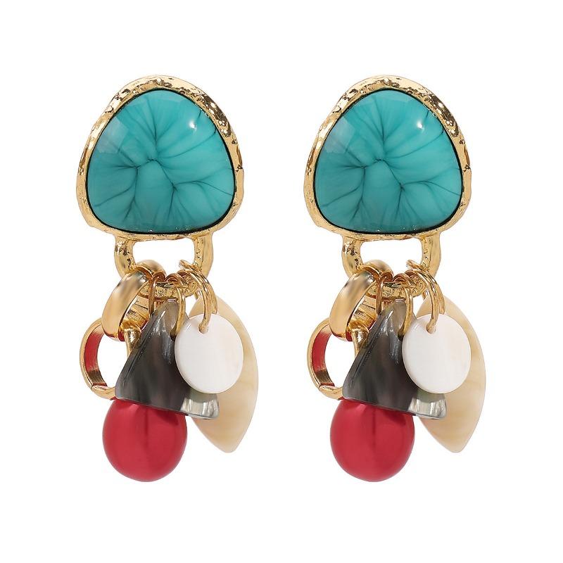 Vintage Ethnic Style Irregular Geometric Resin Beaded Drop Earrings For Women