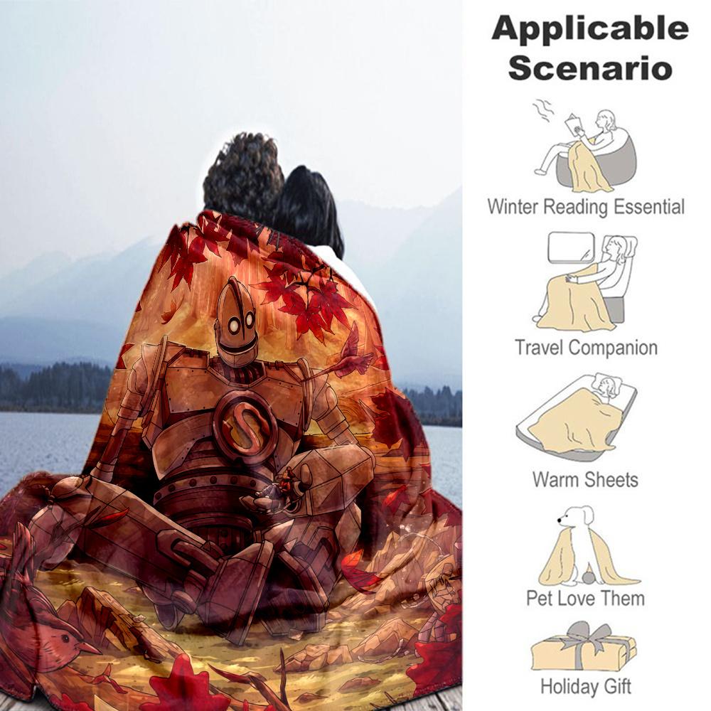 The Iron Giant Flannel Blanket, High quality Comfortable for All Seasons, Home Decor, Warmth and Comfort