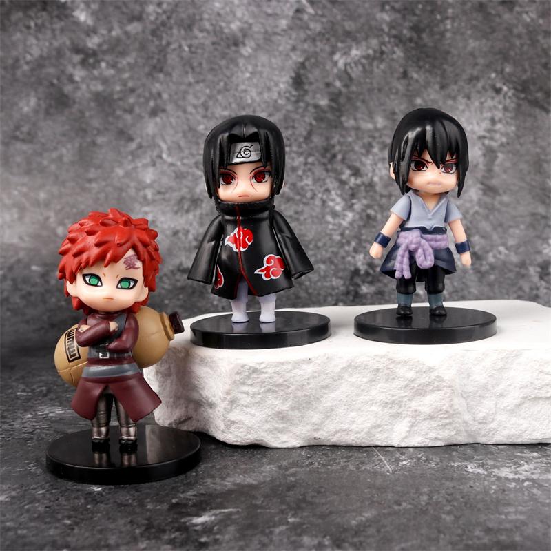 12Pcs/Set Naruto Q Verison Figure Toys Cute Anime Mini Sasuke Kakashi Itachi Gaara Jiraiya Kawaii PVC Action Figurine Model Doll