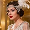 Bentiță cu Pene Marea Gatsby anii 1920 pentru Femei Podoabă de Păr Vintage cu Strass Flapper Accesorii de Păr Petrecere anii '20