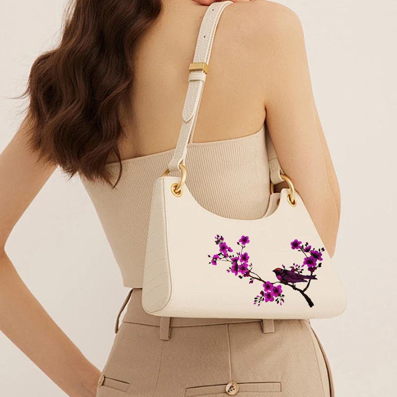 1PC Cloth Stickers For Cheongsam Plum Blossom DIY Water-soluble Sewing Accessories Applique Patch Embroidery Flower Dancing Bird