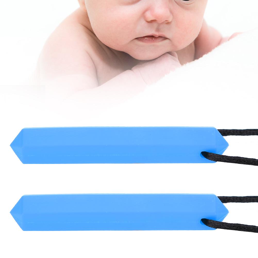 2pcs Silicone Teether High Temperature Resistant Waterproof Chewing Pendant Necklace