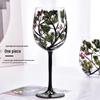 Four Seasons Hand-Painted Crystal Glass Goblet & Egg Cup Set
