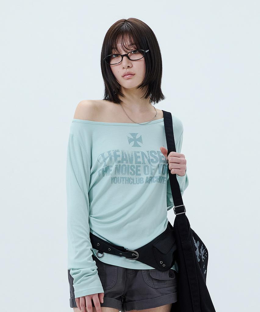 ODDSTUDIO Heaven Scent Loose Fit Boat Neck Long Sleeve - Mint