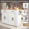Serving Trolley with Folding Table Top, 120x46(70)x91cm, White, with Castors And Interchangeable Wooden Legs, Ideal for Kitchen And Dining Room