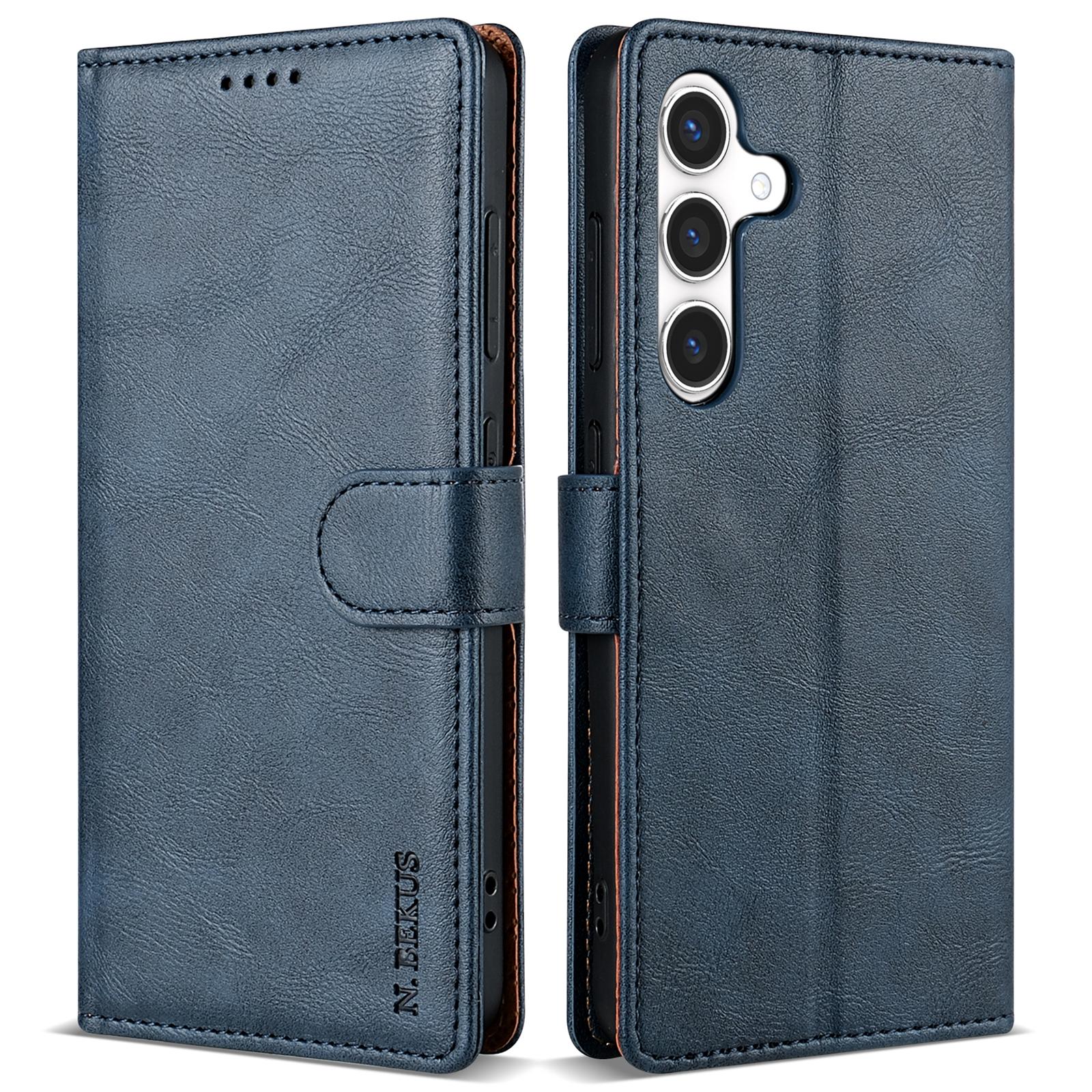 

N.BEKUS CSJ-001 For Samsung Galaxy A35 5G Case Scratch-Proof Leather Wallet Phone Cover Blue