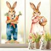 2/4 Sheets Cute Rabbit With Handheld Basket Electrostatic Adsorption Stickers Easter Bunny Eggs Window Decals Party Decoration