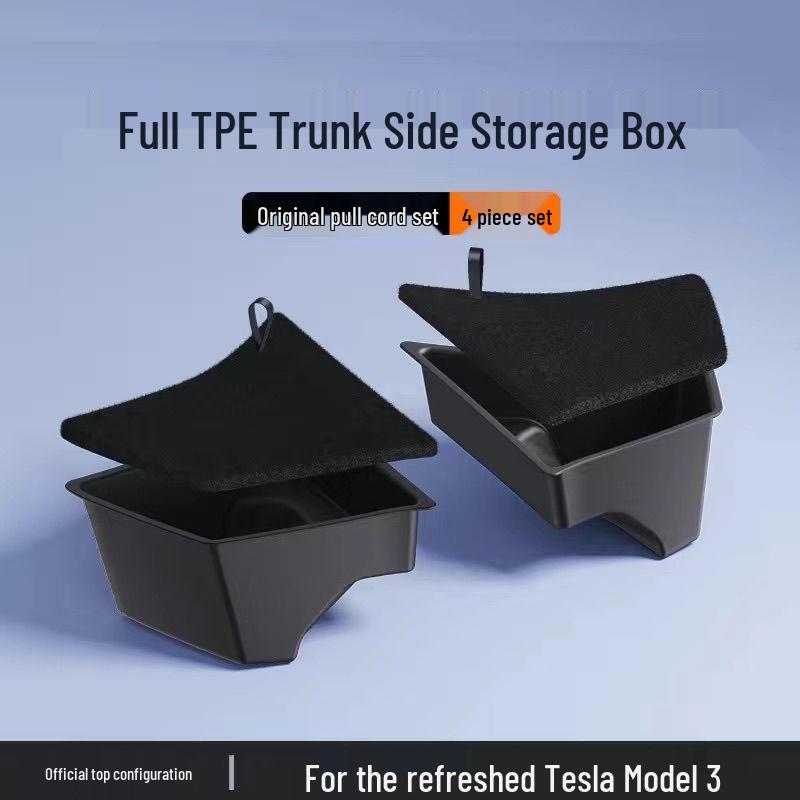 Tesla Model Y 3 TPE Trunk Storage Box & Side Pocket Accessories