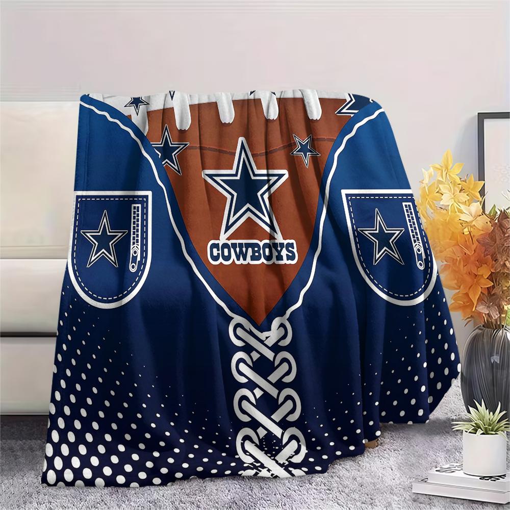 1Pc Cowboys Football Print Flannel Blanket, High quality Comfortable for All Seasons, Home Decor, Warmth and Comfort, Perfect for Gifts