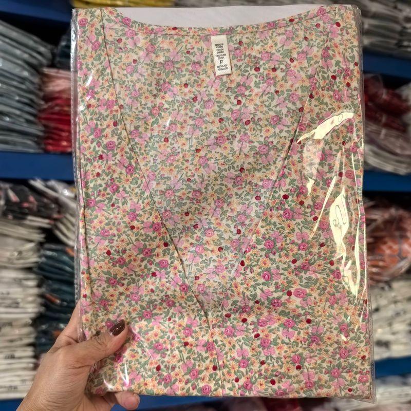 

Cotton Silk Sling Pants Nightgown Three-Piece Women s Suit Pajamas Slightly Flaw Special Offer Sweet Summer Thin Homewear Smash flowers One size