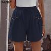 DAFIFY Women's Fashion Casual Solid Color Print High Waist Sport Shorts