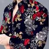 Eye-catching Men Shirt Fine Workmanship Polyester Long Sleeve Flower Pattern Men Shirt Top for Daily