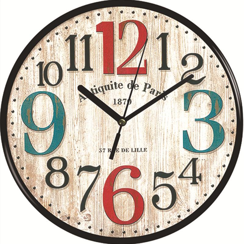 9inch Nordic Vintage Wooden Clock Mute Does Not Tick for Study Bedroom Creative Decorative Clock Kitchen Cafe Courtyard