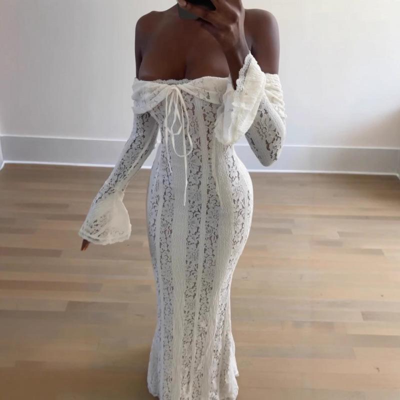 Elegant One-Shoulder Lace Bandeau Dress for Women