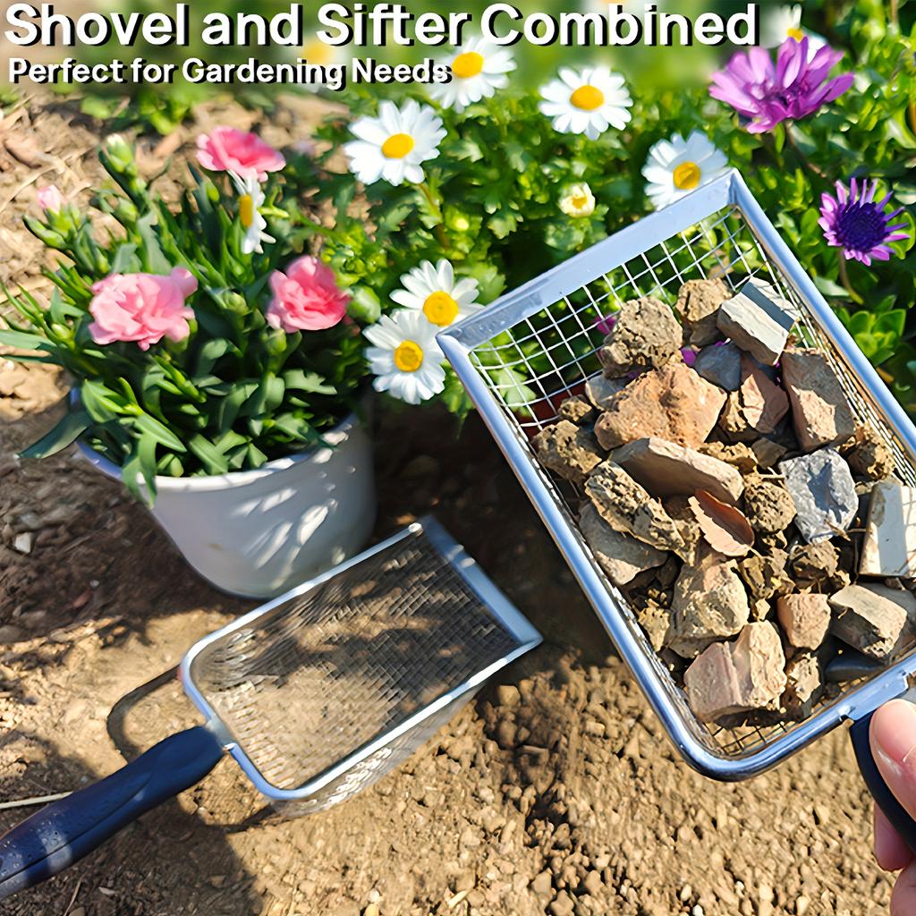 1/2pcs Stainless Steel Small Hole Filter Gardening Shovel Outdoor Beach Net Shovel Beach Vacation Shell Toy Game Soil Flipping Net Shovel