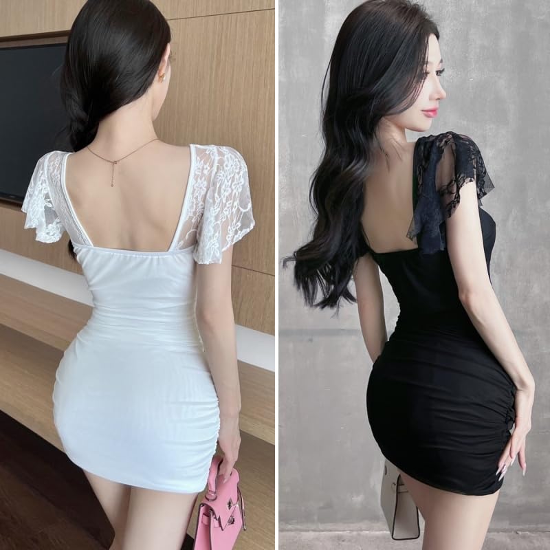 ISLAYCAOLILA EG3 Teresa Lace Tight Mini Club Sky Dress, Camisole, Dress, Women's (Size M, Blue)