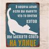 Cat Lover Metal Sign, Funny Gift for Cat Owner 20x30cm