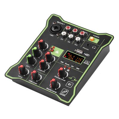 Mezclador de audio compacto de 5 canales Consola mezcladora de sonido Alimentación fantasma de 48 V Interfaz de audio USB LED