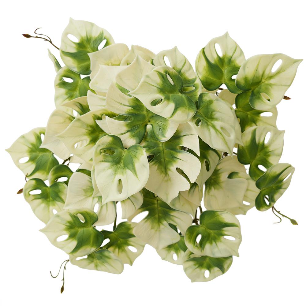 Large Artificial Monstera Turtle Leaf with 42 Leaves Indoor Outdoor UV Resistant Fake Plant Greenery for Home Garden Decor