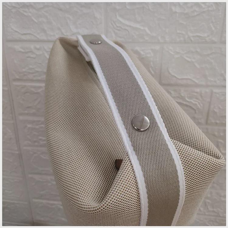 2025 Contrast Color Canvas Lunch Bag & Toiletry Cosmetic Handbag - Women's One-Shoulder Large Capacity