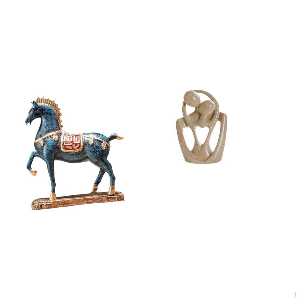 Standing Horse And Abstract Couple Resin Sculpture Figurine for Desk Living Room Bookcase Cafe