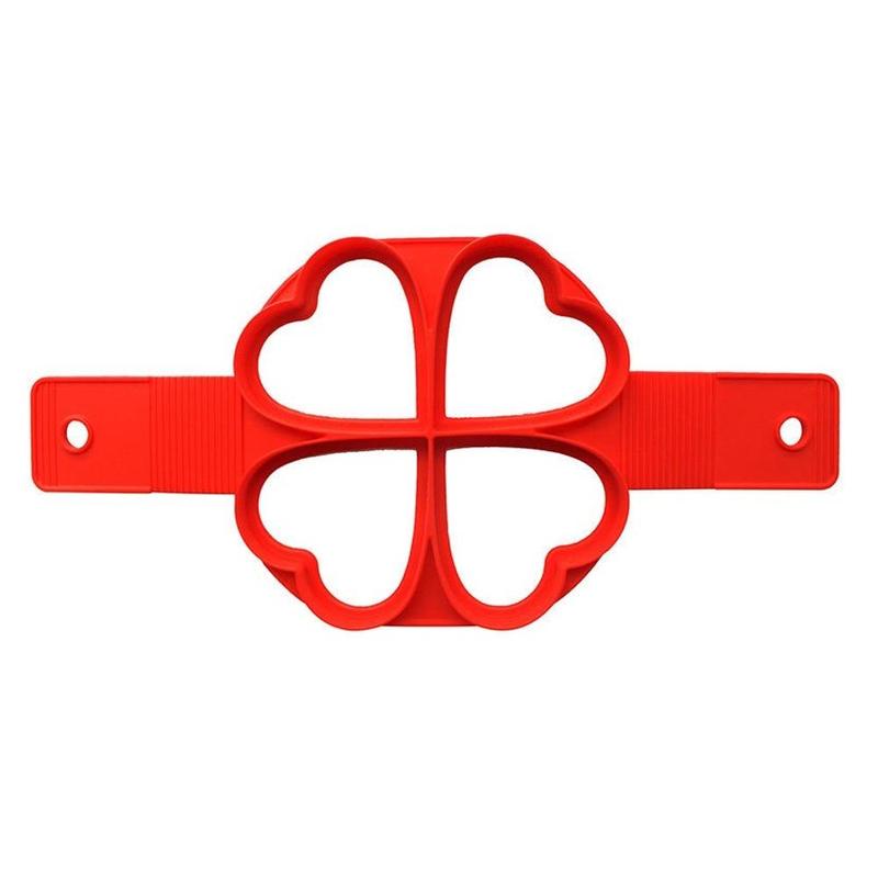 4-Cavity Silicone Pancake Mold Set - Heart/Flower/Square Shapes Egg Ring Non-Stick Baking Tool Cooking Accessories
