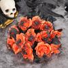 Silk Black Spiders Rose Bouquets Flexible Stalk Floral Arrangement Decoration For Halloween Weddings Event