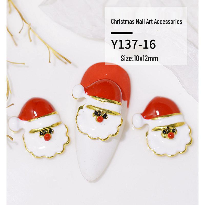 Christmas Alloy Nail Art Decor: Cartoon Santa, Bells, Reindeer, Snowflakes & Rhinestone Accessories