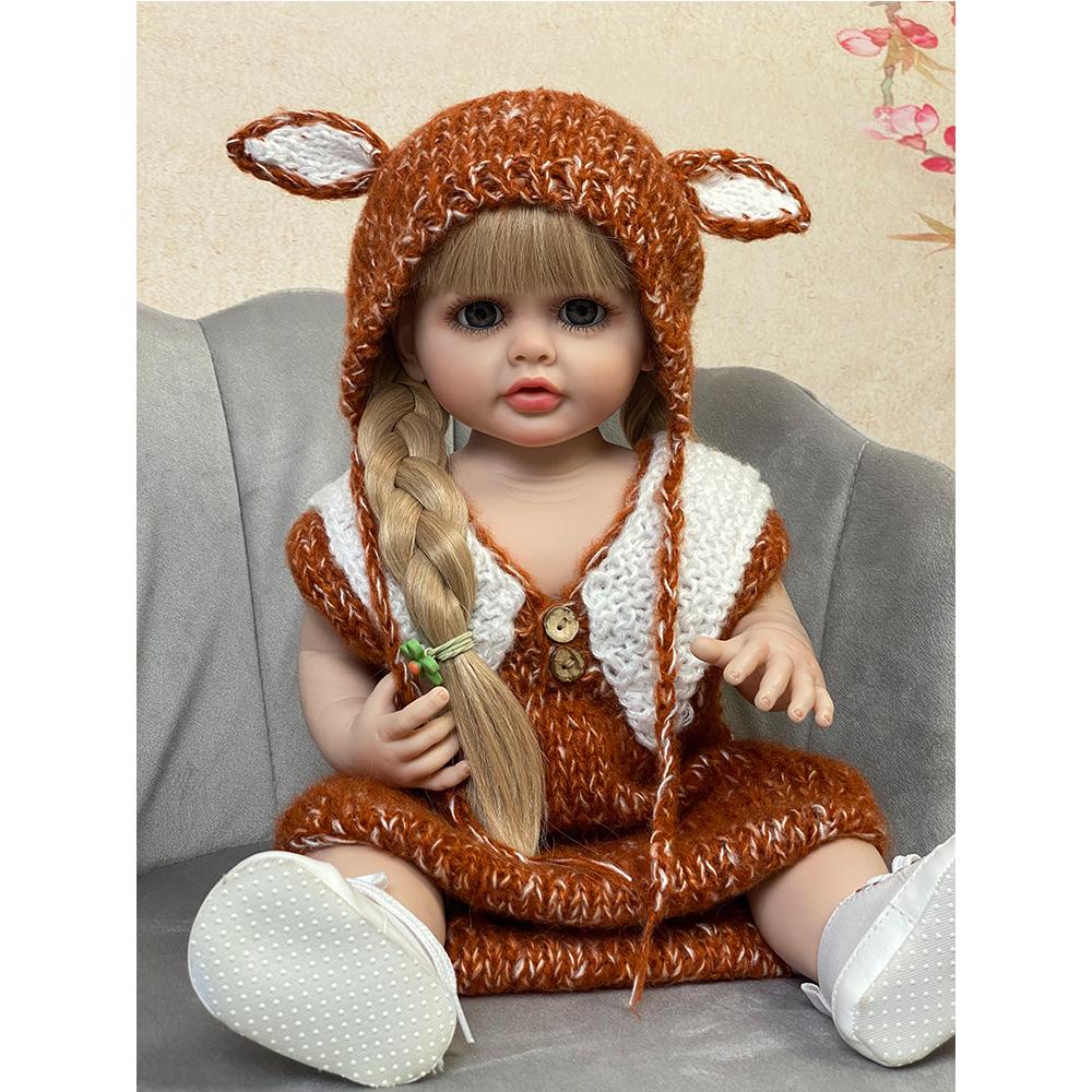 22 Inch Reborn Dolls Full Silicone Baby Realistic Newborn Girl Doll Princess Toddler Waterproof Toy For Children Gift