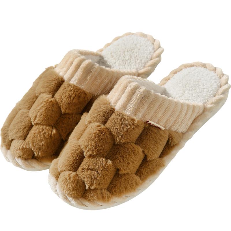 Women's Non-Slip Plush Cotton Slippers: Cozy Indoor Footwear for Autumn & Winter, Thick Sole, Unisex Design