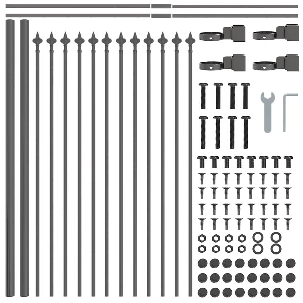 Garden Fence Panel Set 5 Pcs Gray 8.5 X 0.6 M Powder Coated Steel