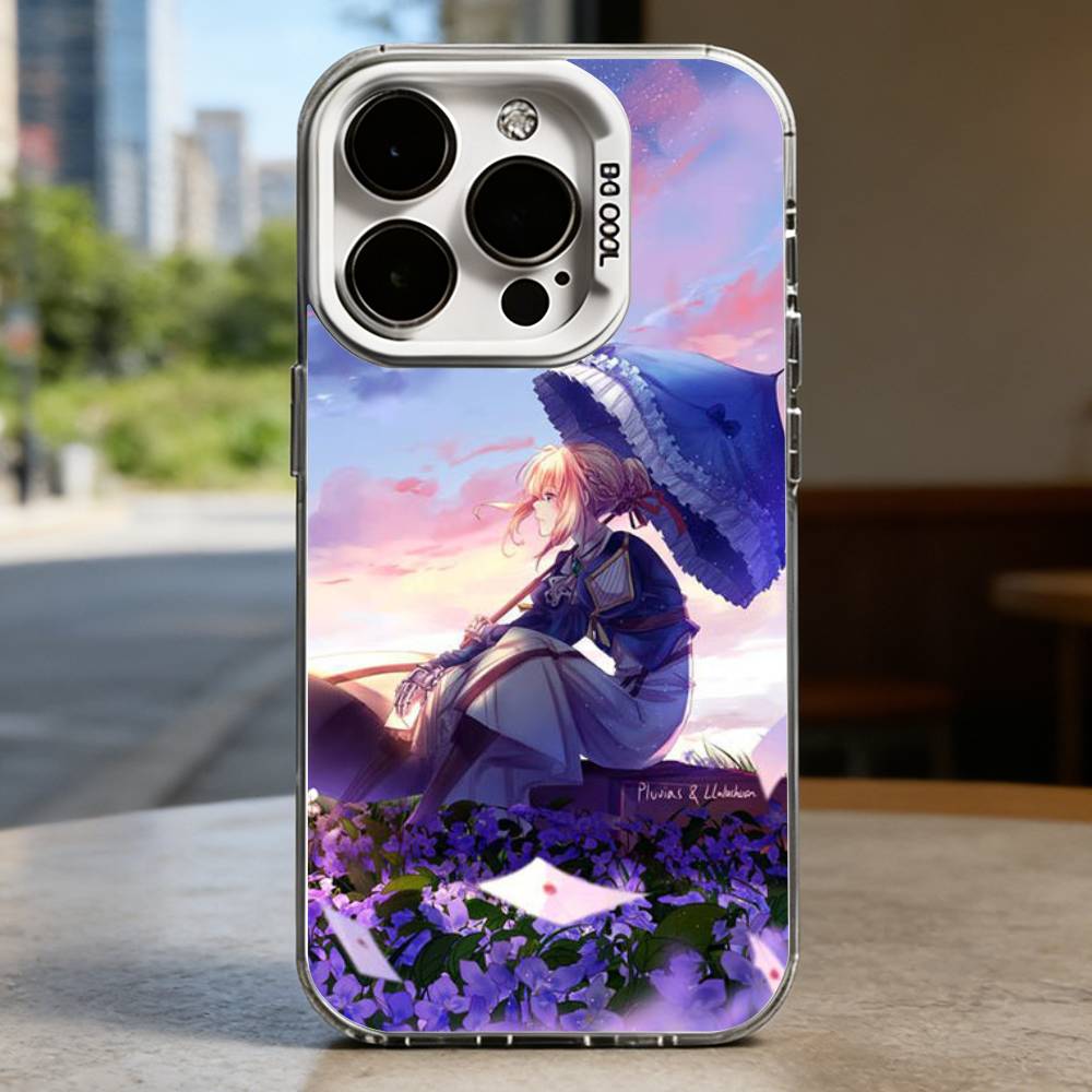 

Фиолетовый Эвергарден Белый противоударный чехол для телефона для iPhone 16,15,14,13,12,11,Pro,XS,Max,Plus,Mini,SE iPhone15PROMAX