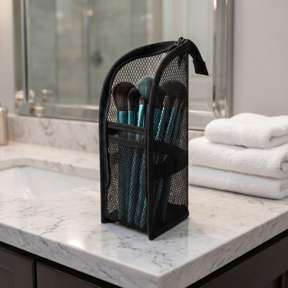 Large Capacity EVA Cosmetic Bag Waterproof Space Saving Toothbrush Toiletry Pouch Stand Up Zipper Closure