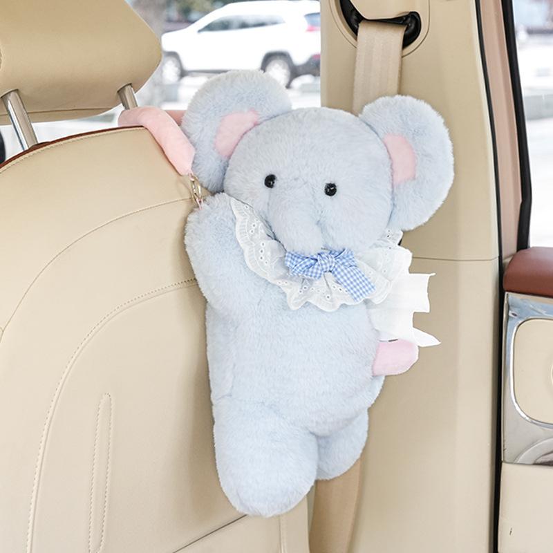 NEW Car Tissue Box Cute Little Elephant Cute Cartoon Doll Tissue Bag Car Hanging Cardboard Box Internet Celebrity Tissue New