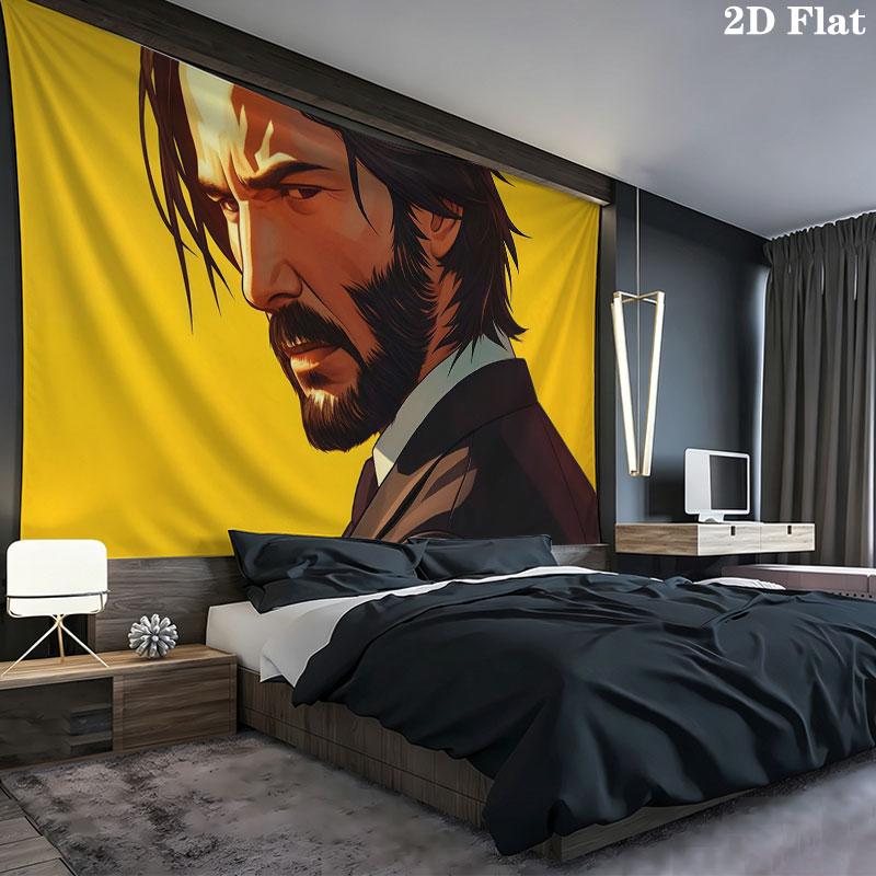 John Wick Art Wall Tapestry, Aesthetic Printed Fabric Blanket, Suitable for Bedroom, Living Room, and Home Decor.