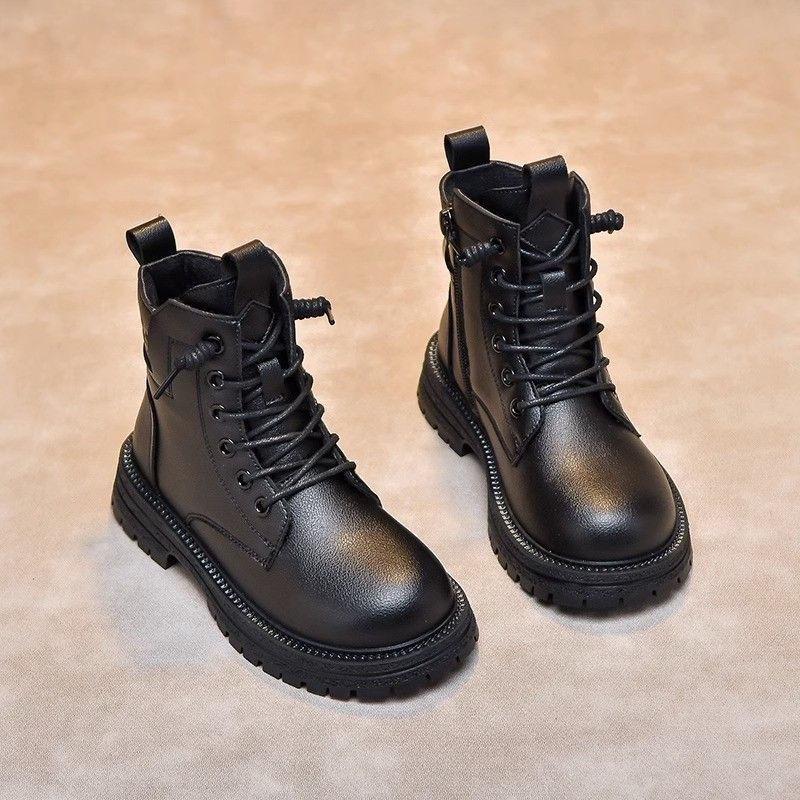 

Детские ботинки Мартин из мягкой кожи: Осенне-зимняя мода для девочек, Теплый бархат, Британский стиль, Ботильоны для девочек. 27 (16.9 cm inner length)