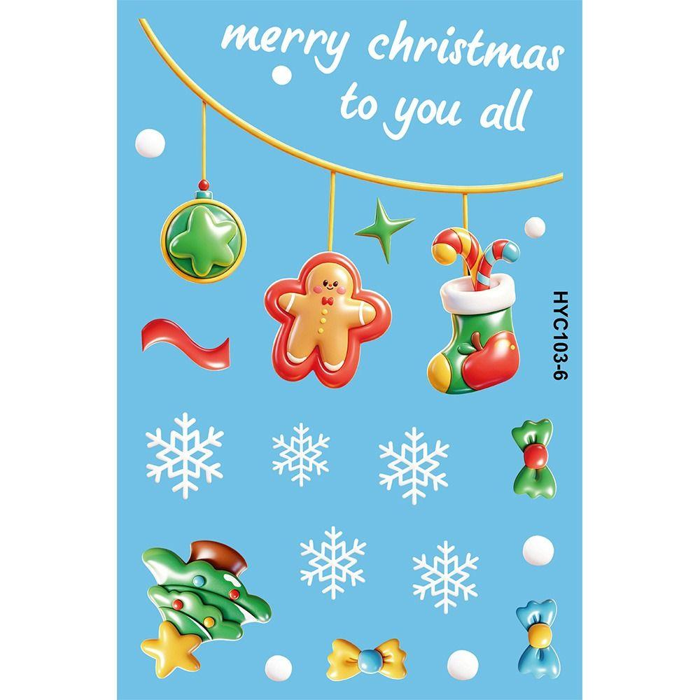 9Pcs PVC Christmas Window Stickers Removable Christmas Static Stickers  New Year Party Decor