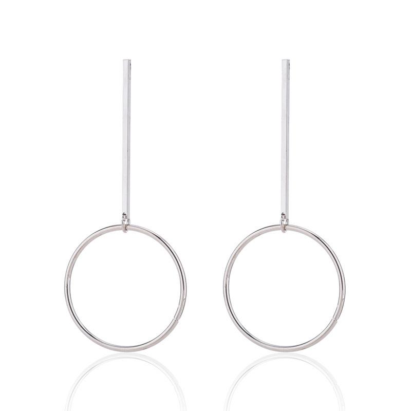 

Silver Gold And Geometric Hoop Earrings Fashionable Minimalist Alloy Jewelry For Women серебряный