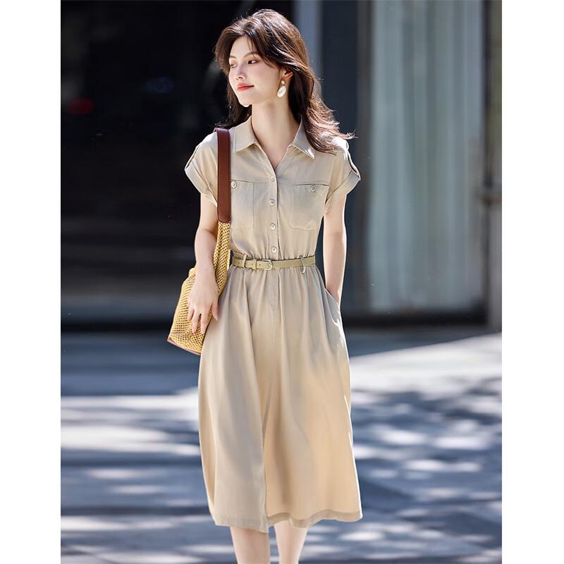 

Shangjing Light Breath 100% Lyocell French Style Slimming Shirt Dress 2XL