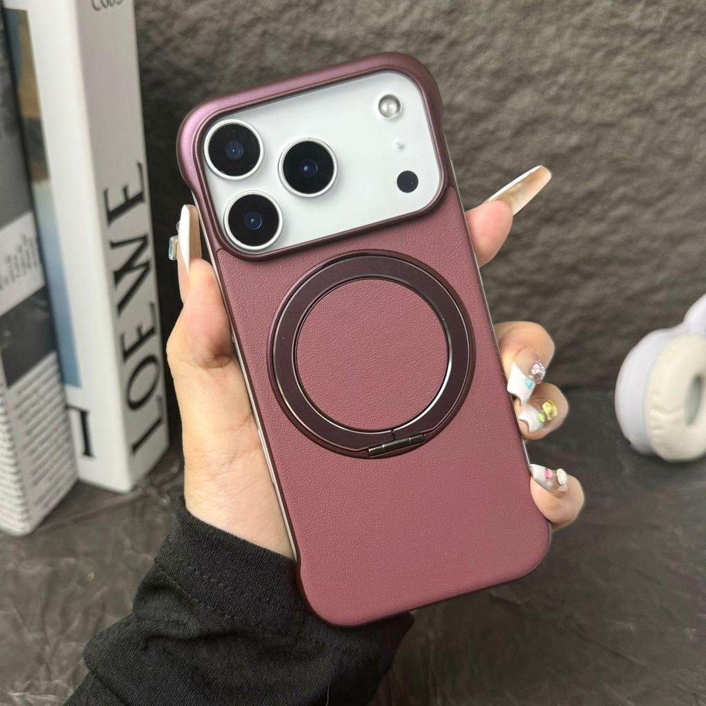 iPhone 13–17 Pro Max Magnetic Rotating Stand Frameless Protective Case