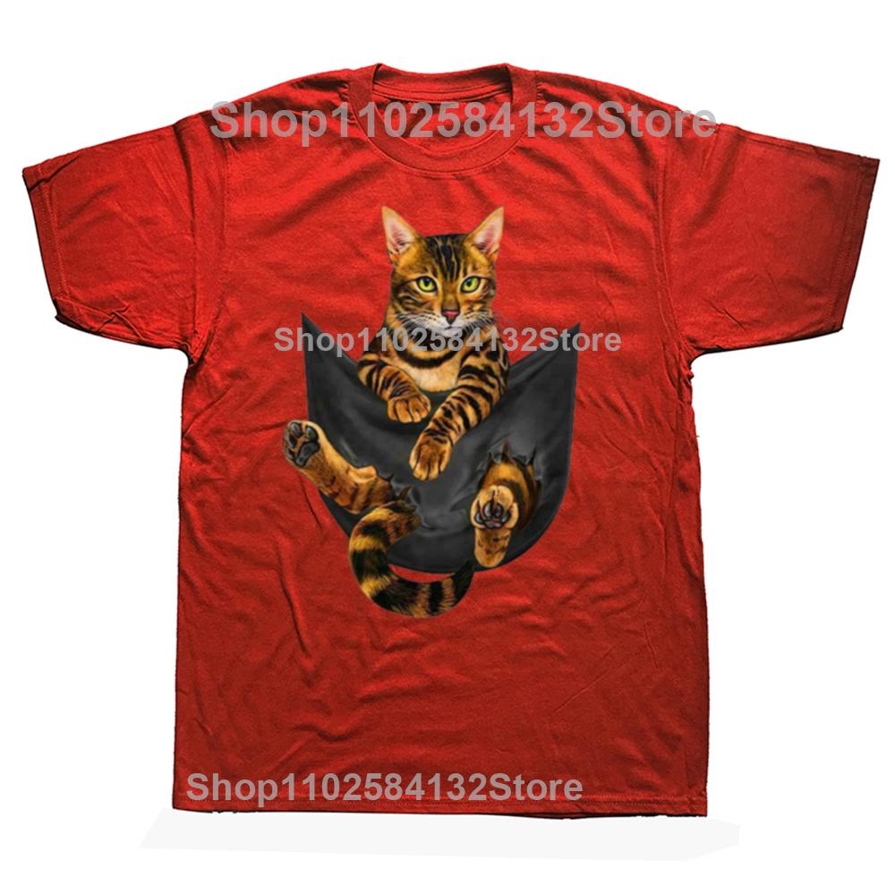 Cat Bengal Inside Pocket Funny Cat TShirt Graphic Men Womens Fashion Casual Tshirt 100 Cotton Loose Oversized T Shirt S