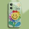 Green Background Smiley Face for Apple 16promax Phone Case for IPhone 15/14 New Cartoon 13 Glass Case