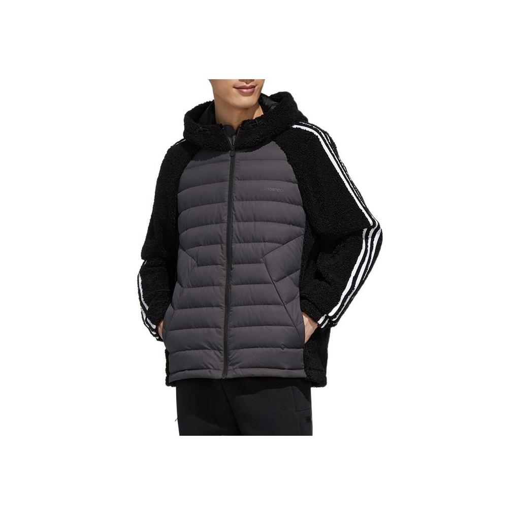 Adidas Alphabet Logo Print Zip-Up Kapuzen-Daunenjacke Herren Oberbekleidung Schwarz GJ8754